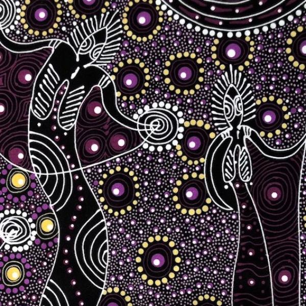 PURPLE DANCING SPIRIT Aborigines Stoff aus Australien
